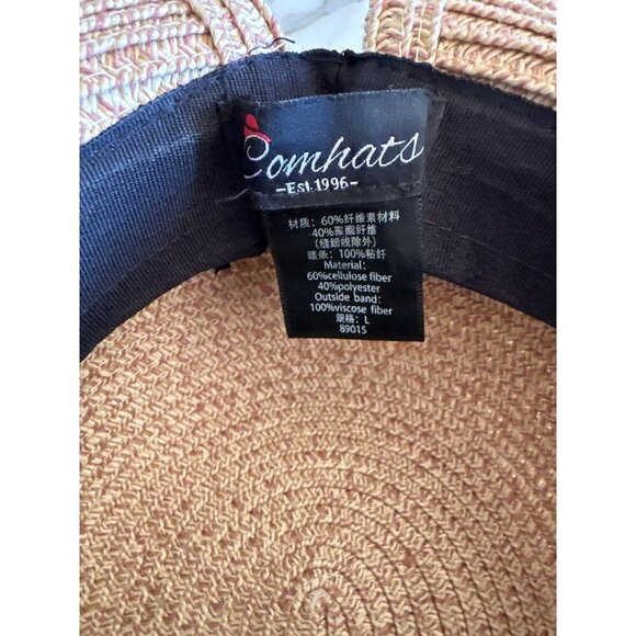 Wide-Brim Straw Sun Hat With Black Ribbon Bow For Women UV Protection By Comhats - Picture 4 of 5